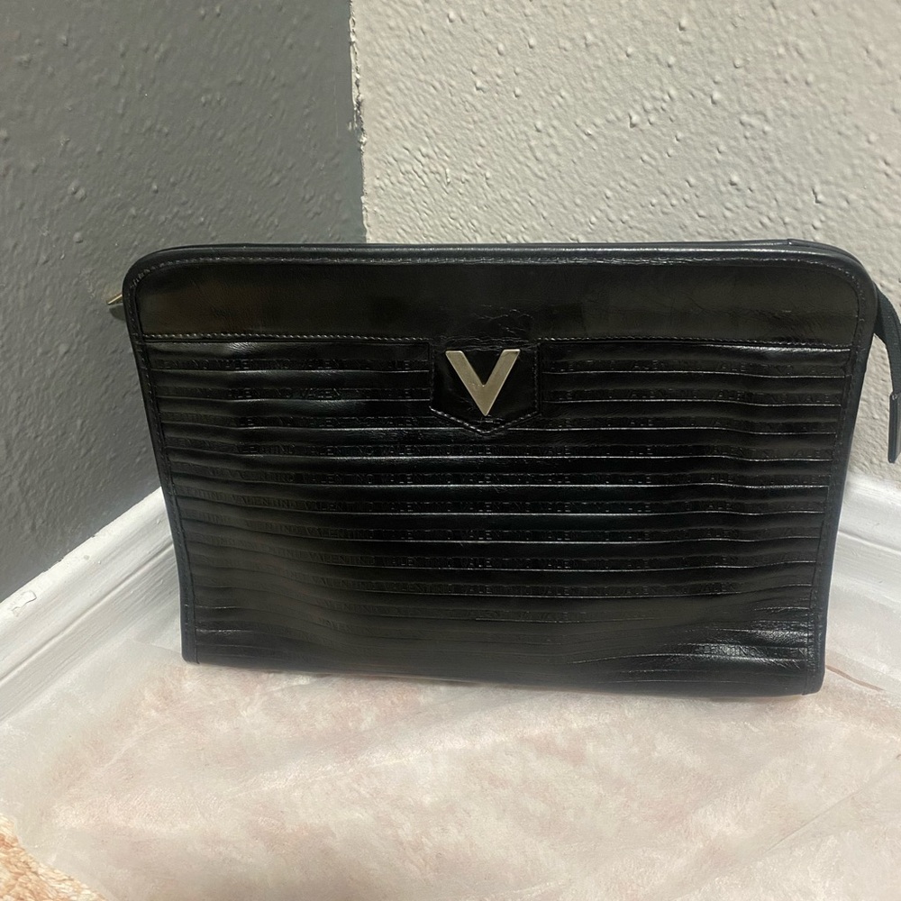 Mario Valentino Clutch Bag V Mark Leather Authentic